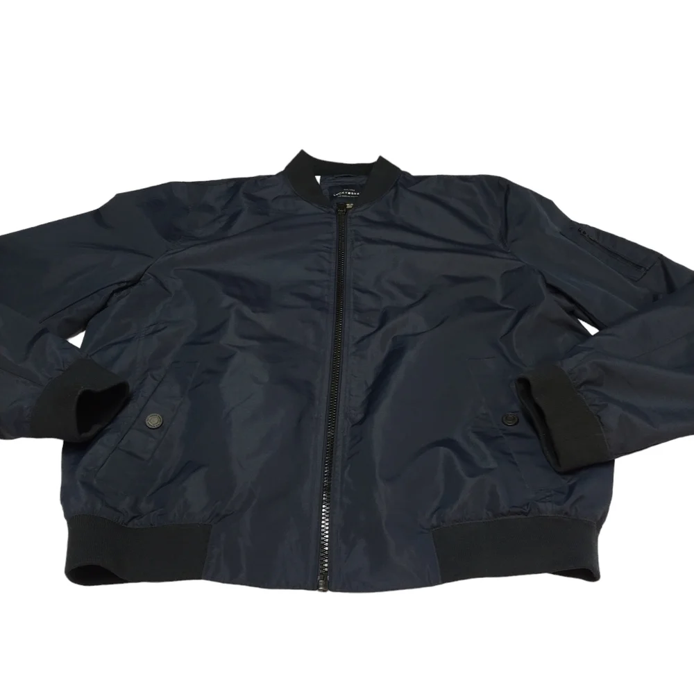 Lucky Brand Men's Navy Blue Jacket Collared Lined ZIP Up Size XL